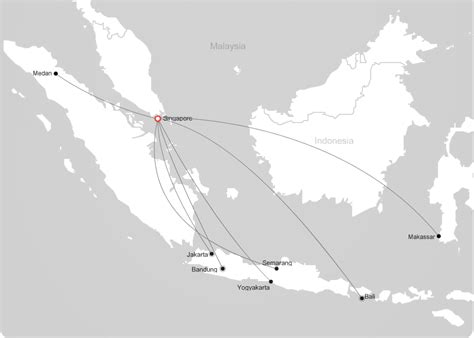 Indonesia AirAsia route map - from Singapore