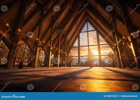 Building for Jesus. Interior of a New, Wooden Church Stock Illustration - Illustration of wooden ...