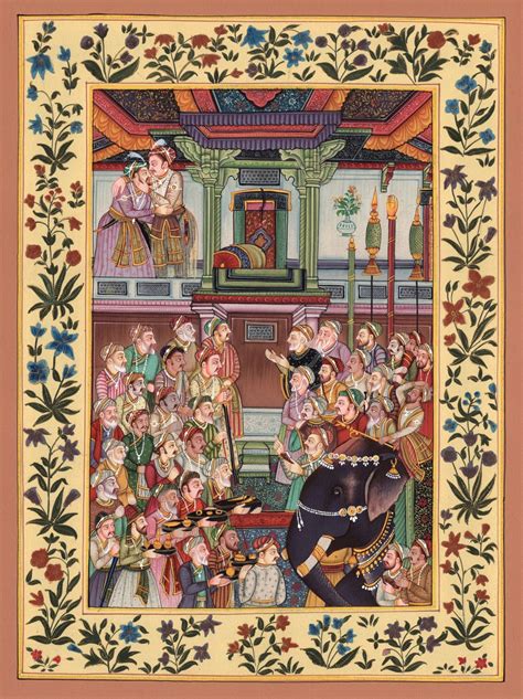 Mughal Miniature Painting Handmade Jahangirnama Moghul Empire Indian ...