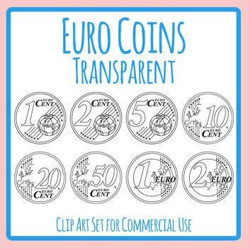 Euro Money Coins European Union Currency Math Transparent BW Clip Art