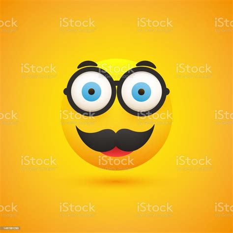 Smiling Emoji With Mustache Stock Illustration - Download Image Now ...