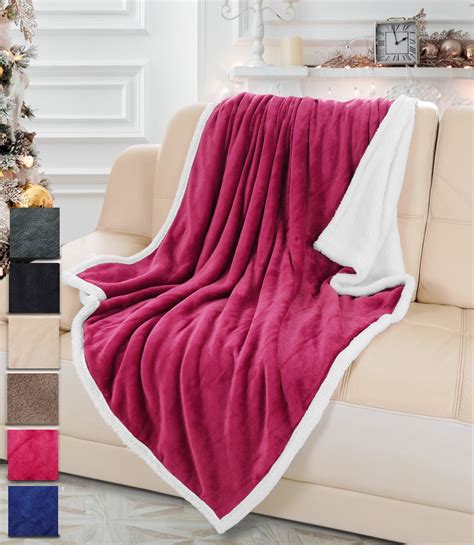 Sherpa Fleece Throw Blanket 50" x 60", Mink Sherpa Throw TV Blanket Reversible for Home Couch ...