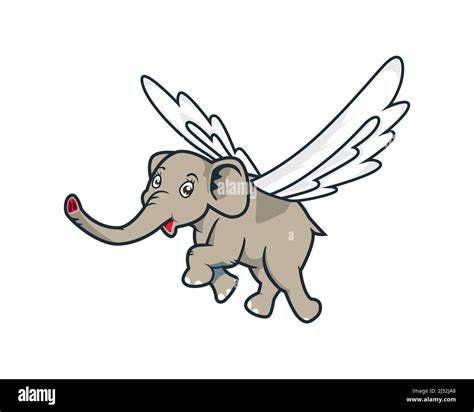 Flying Elephant with Happy and Joyful Expression Vector Stock Vector Image & Art - Alamy