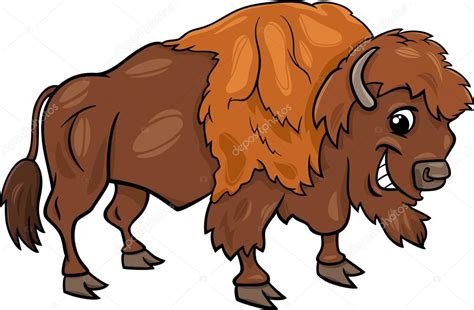 Ilustración de dibujos animados de búfalo americano Bison — Vector de stock #49290257 ...