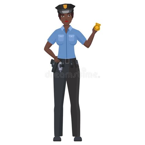 Black Police Woman Shows Badge Stock Vector - Illustration of sheriff ...