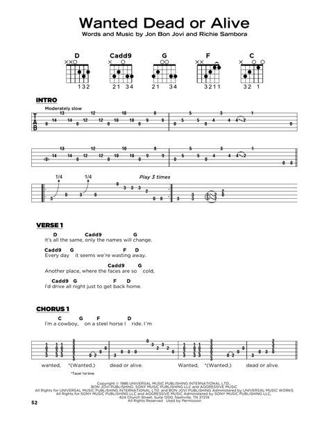 Wanted Dead Or Alive by Bon Jovi Sheet Music for Really Easy Guitar at Sheet Music Direct