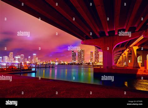 Miami downtown skyline sunset in Florida USA Stock Photo - Alamy