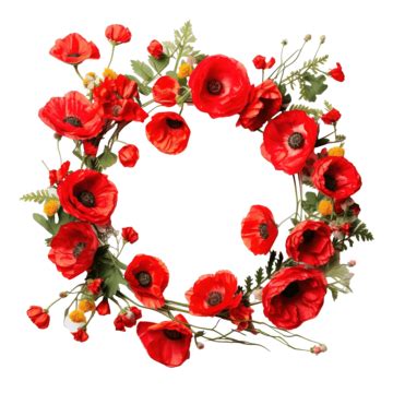 Poppy Flower Wreath, Poppy, Flower, Floral PNG Transparent Image and ...