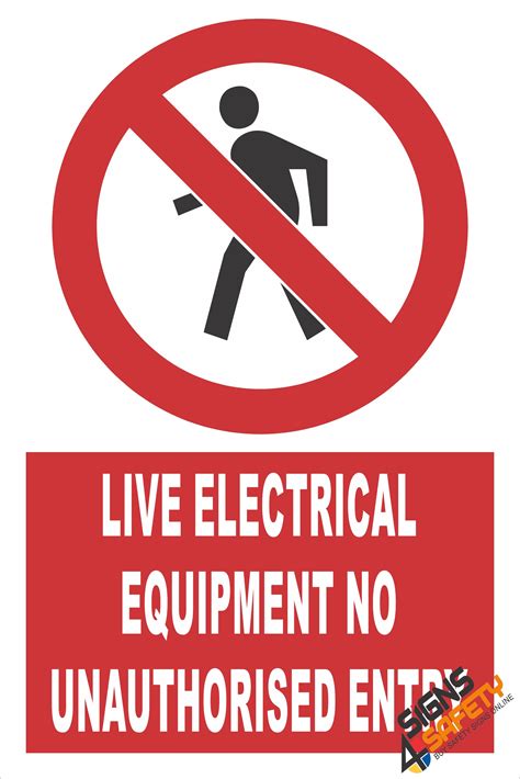 Signage - (PE3) Live Electrical Equipment / No Unauthorised Entry / Electrical Sign - 200mm ...