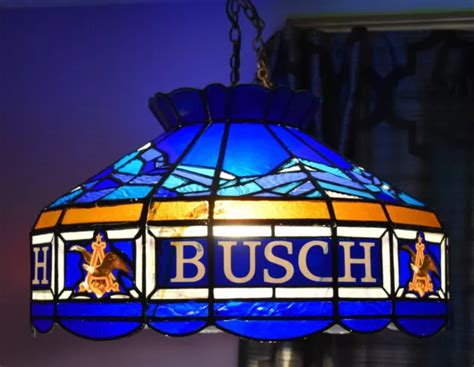 VTG 1980'S BUSCH beer Tiffany style plastic hanging Pub lamp Budweiser 20" $299.00 - PicClick