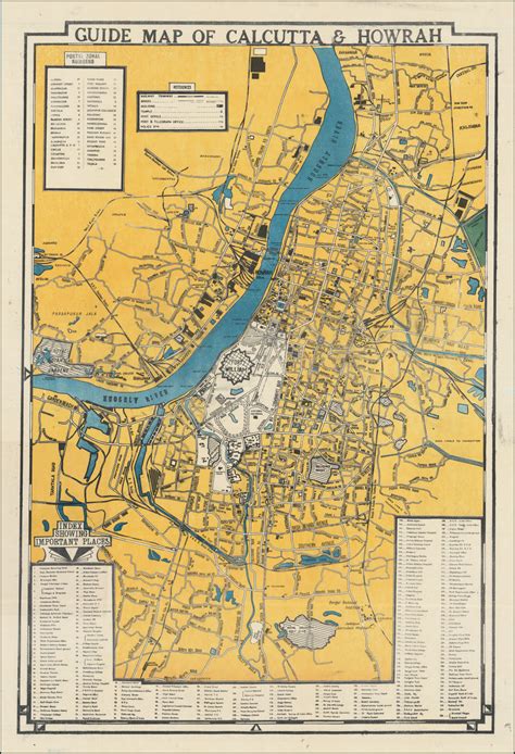 Guide Map of Calcutta & Howrah - Barry Lawrence Ruderman Antique Maps Inc.