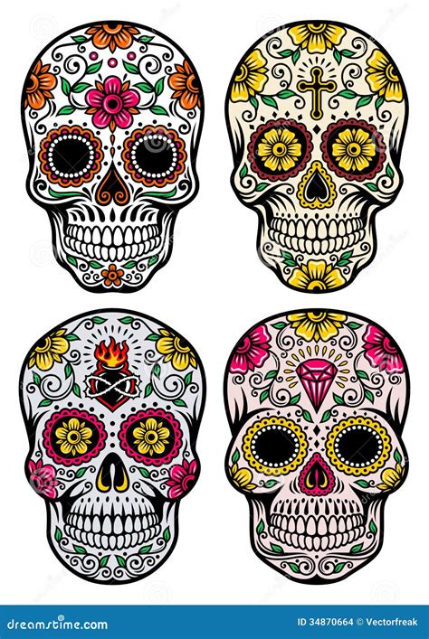 Illustration Of Mexican Sugar Skull. Day Of The Dead. Dia De Los Muertos. Design Element For ...