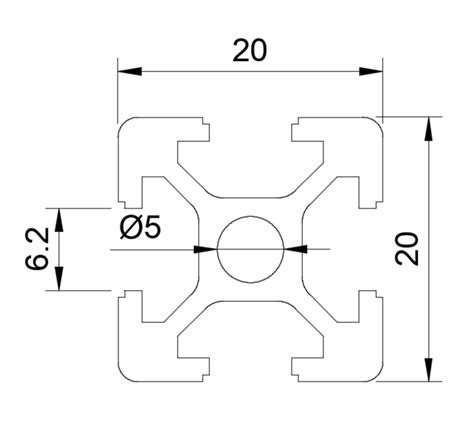 20X20 - T-slot - aluminium profile | 3D CAD Model Library | GrabCAD