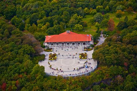 Aerial view of Downtown Montreal Aerial view of Chalet Du Mont Royal ...