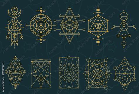 Vecteur Stock Abstract Sacred Geometry and Magic Symbols Set 4 | Adobe Stock