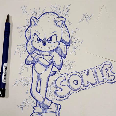 A sketch of movie Sonic I did at work when I should have been, y'know ...