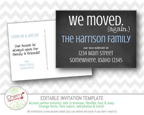 We Moved Again Funny Moving Announcment Postcard 4x6 Printable Editable Modern Address Card We ...