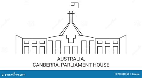 Australia, Canberra, Parliament House Travel Landmark Vector ...