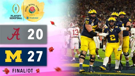 WE DID IT! Michigan Wolverines beat Alabama Crimson Tide 27-20 in a Rose Bowl Semifinals ...