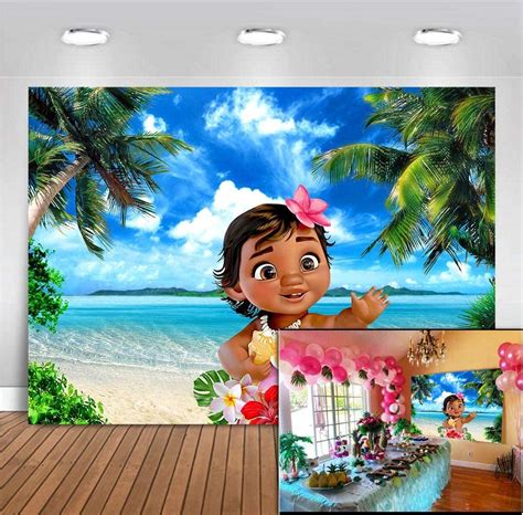 Buy MMY 5x3ft Baby Moana Backdrop 1st Birthday Party Banner Supplies ...