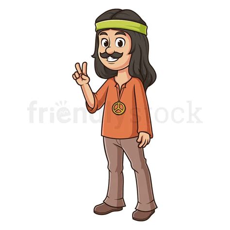 Cartoon Hippie Peace Sign Vector Clip Art Illustration - FriendlyStock