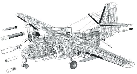 Grumman S-2 Tracker Cutaway Drawing in High quality