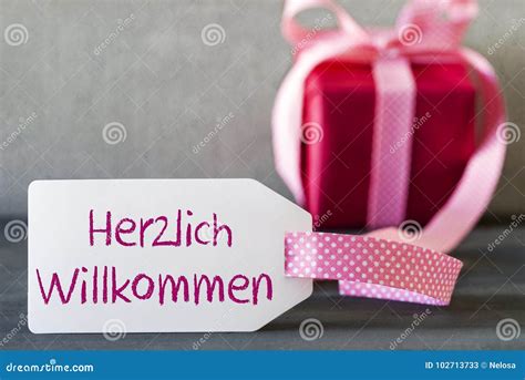 Rosa Geschenk, Aufkleber, Durchschnitt-Willkommen Herzlich Willkommen Stockbild - Bild von ...