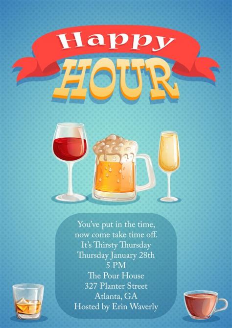 Happy Hour Vector Invitation Template - Designious