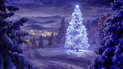 🔥 Download Christmas Night HD Wallpaper Tree In Lights Snow by ...