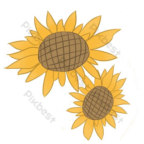 Yellow Drawing Sunflower Elements PNG Images | PSD Free Download - Pikbest