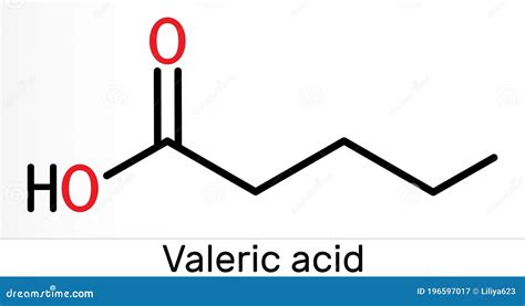 Valeric Acid, Pentanoic Acid or Valerate Molecule. Skeletal Chemical ...