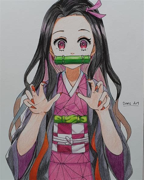 Nezuko from Demon Dlayer in colored pencils by Doms Art | Anime ...