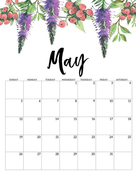 May Calendar 2022 Floral | February Calender 2023