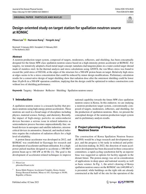 (PDF) Design-oriented study on target station for spallation neutron source at KOMAC