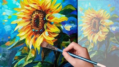 Easy flowers / Acrylic painting/ how to paint Sunflower /아크릴화 /tutorial for beginner/ #24 - YouTube