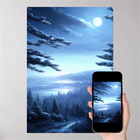 Calm Winter Night in the Forest Poster | Zazzle