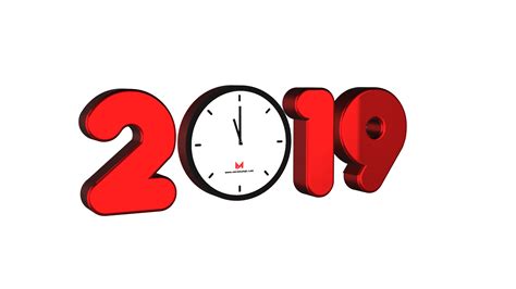 Happy new year 2019 free png with clock download mtc tutorials - MTC TUTORIALS