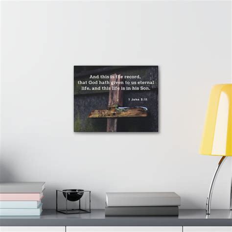 Express Your Love Gifts The Record 1 John 5:11 Bible Verse Canvas Christian Wall Art Ready To ...