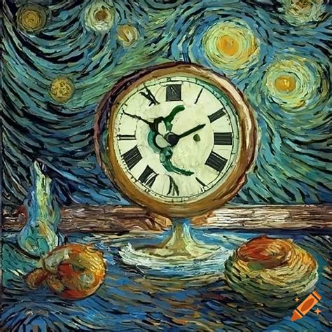 Van gogh inspired clock artwork on Craiyon