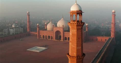 Badshahi Mosque In Lahore, Punjab, Pakistan On A Foggy Sunrise. aerial drone, Stock Video ...