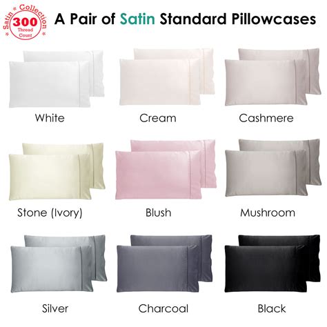 PAIR of 300TC Deluxe Essentials SATIN Standard Pillowcases - 8 Color Choice | eBay