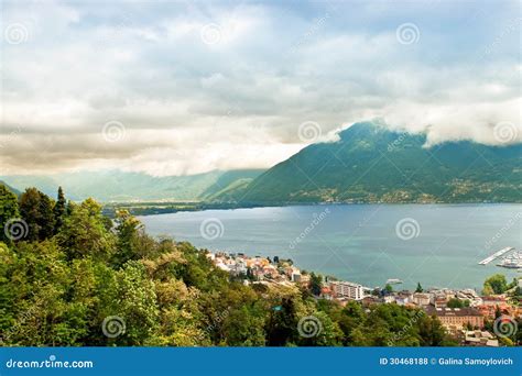 Lake Lugano. stock photo. Image of mountain, switzerland - 30468188