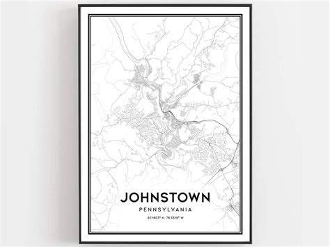 Johnstown Map Print Johnstown Map Poster Wall Art Pa City | Etsy