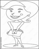 Stock Vektorgrafik „Whiteboard drawing  A Businesswoman Standing And sketch template