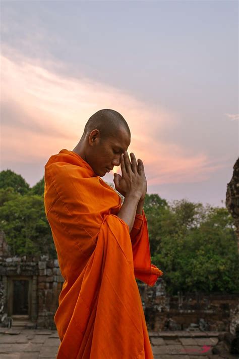 Buddhist monk praying at sunset, Angkor, Cambodia | Buddhist monk, Buddhist, Angkor