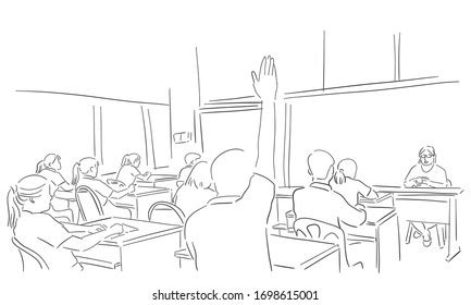 Students In Classroom Drawing