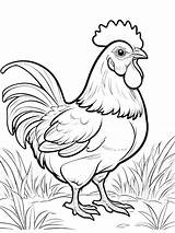 Premium Photo  Cartoon Hen Coloring drawing Without colors White sketch template