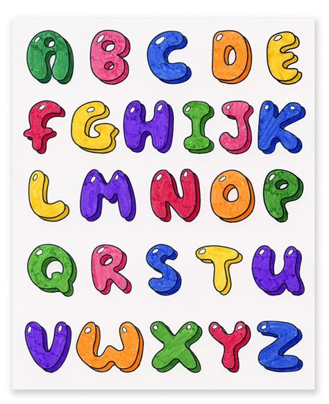 Easy How to Draw Bubble Letters Tutorial and Coloring Page