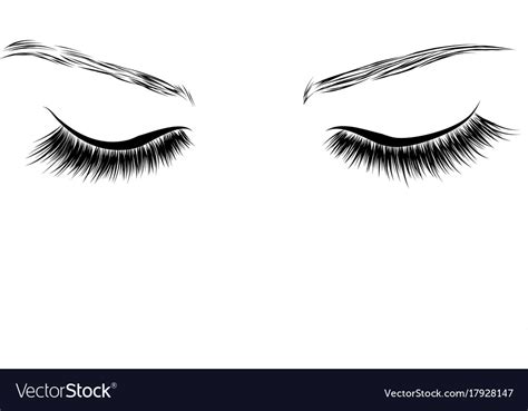 Closed female eyes drawing long eyelashes Vector Image