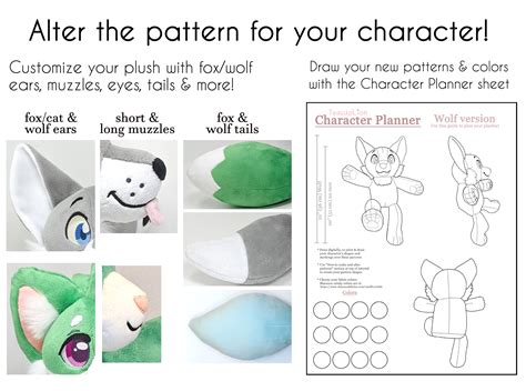 Plush Sewing Pattern PDF Furry Anthro Standing Plushie DIY ...